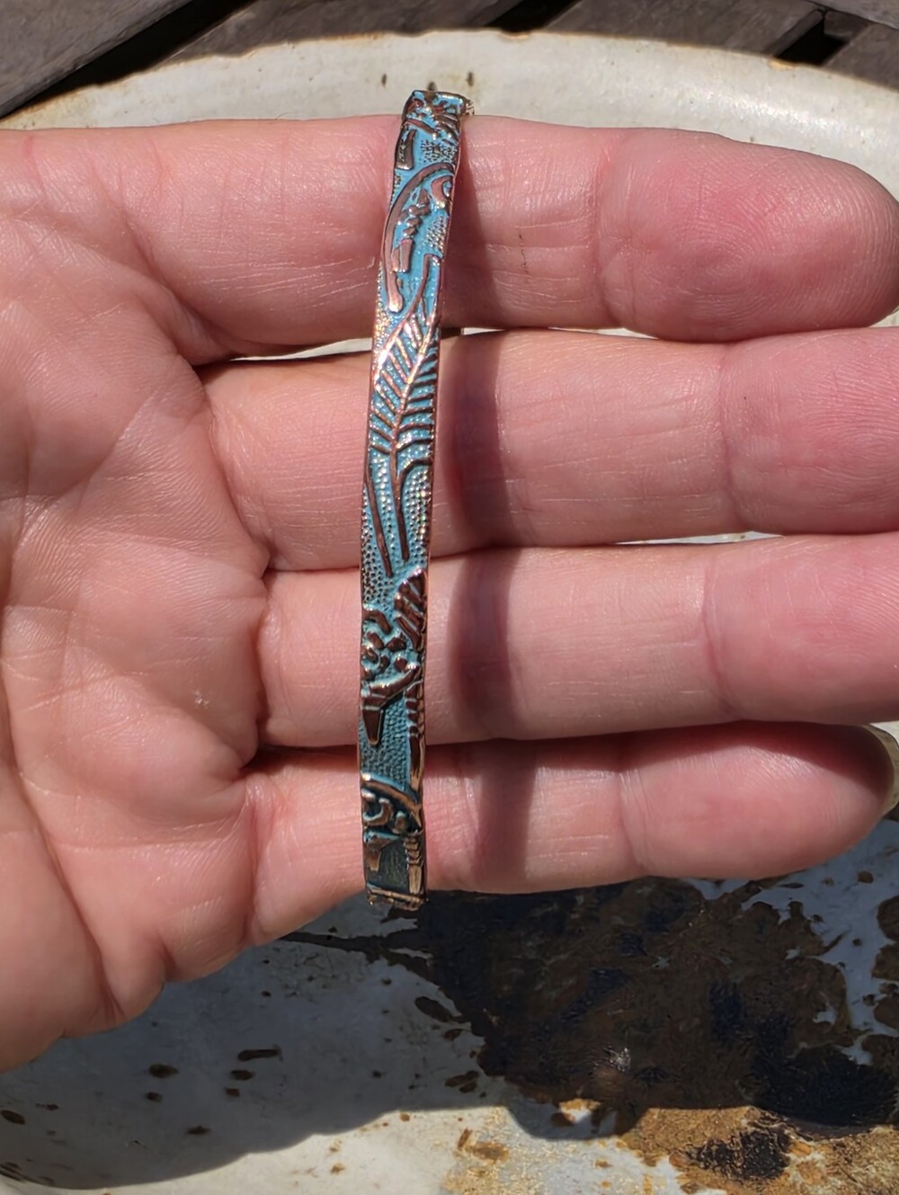 Turquoise and Copper Look Bangle